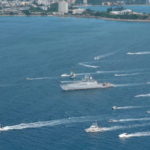 The French army ship has arrived in Noumea
