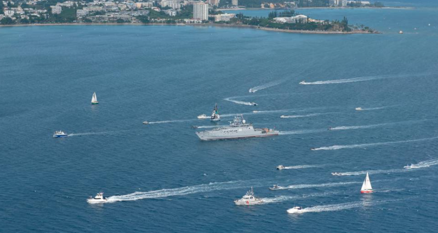 The French army ship has arrived in Noumea